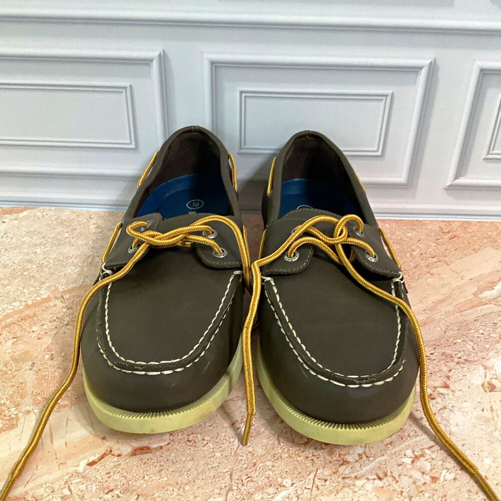 Merona Men's Gray Boat Shoes US 10 Lace Up Round Toe Nautical Casual